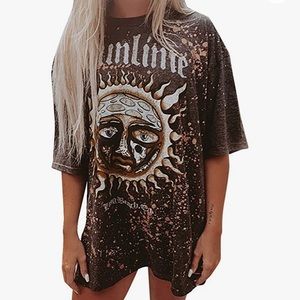 Short Sleeve Sun Moon Printed Tee shirt